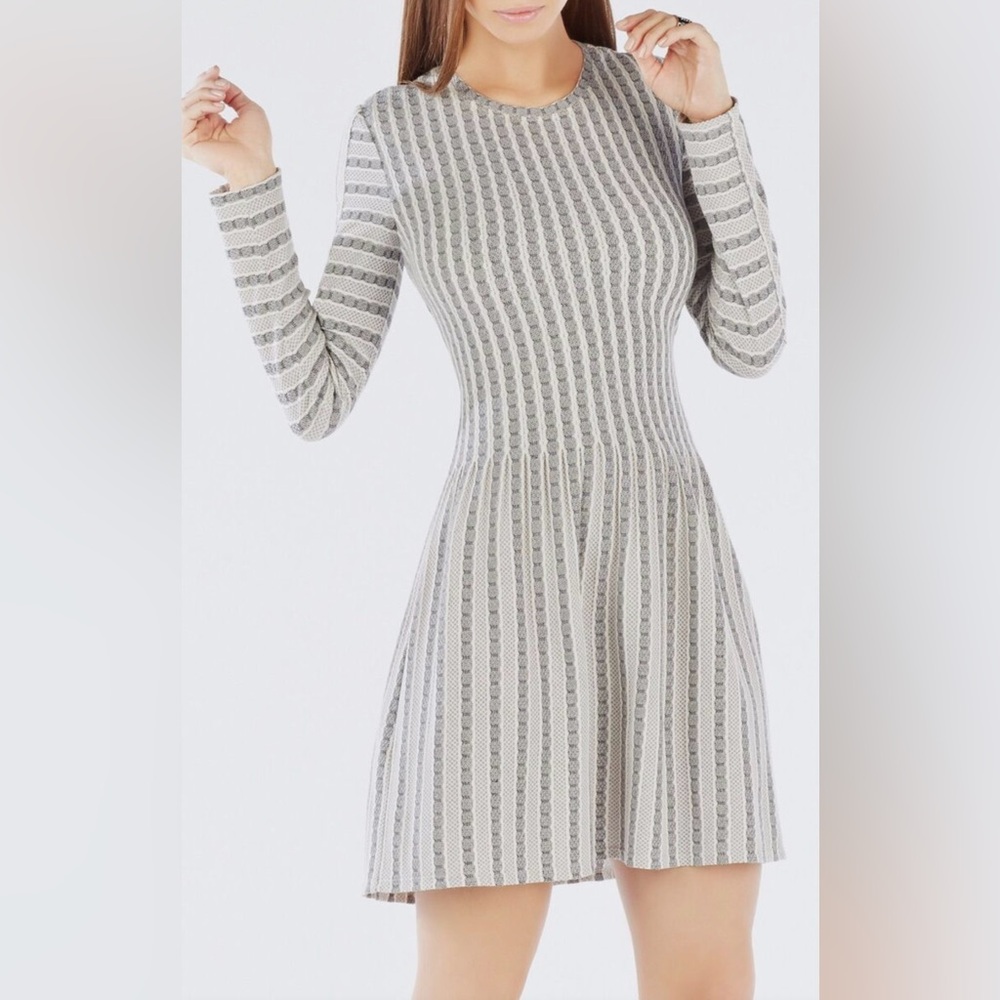 BCBGMAXAZRIA Marlin Striped Jacquard Dress  Size M